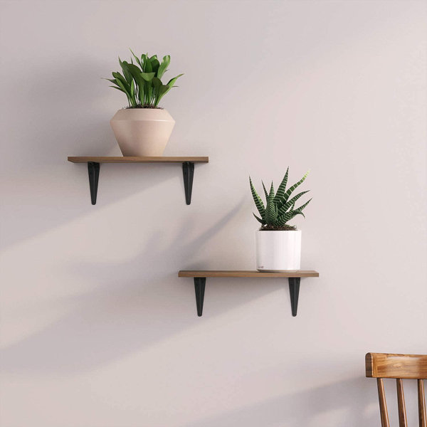 Loon Peak® Floating Shelves Wall Mounted Shelf Set Of 2, Natural Bamboo